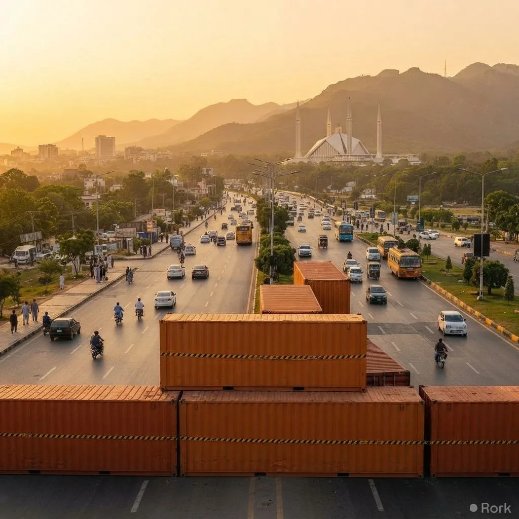 AI-generated illustration: Information Ministry says Islamabad roads remain open as containers are temporary security measures