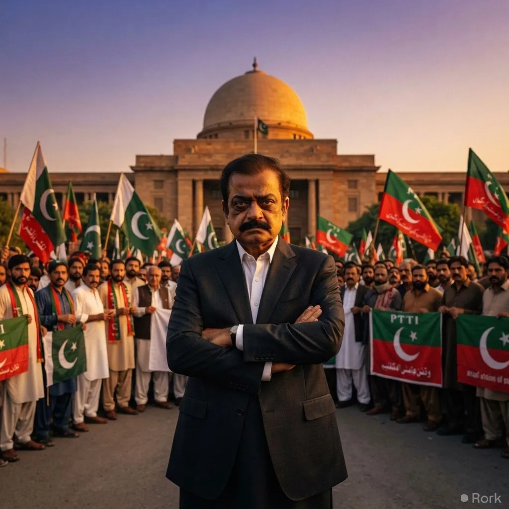 AI-generated illustration: Interior Minister Rana Sanaullah Bars Himself from Entering Islamabad as PTI March Starts, Keeps Talks Open
