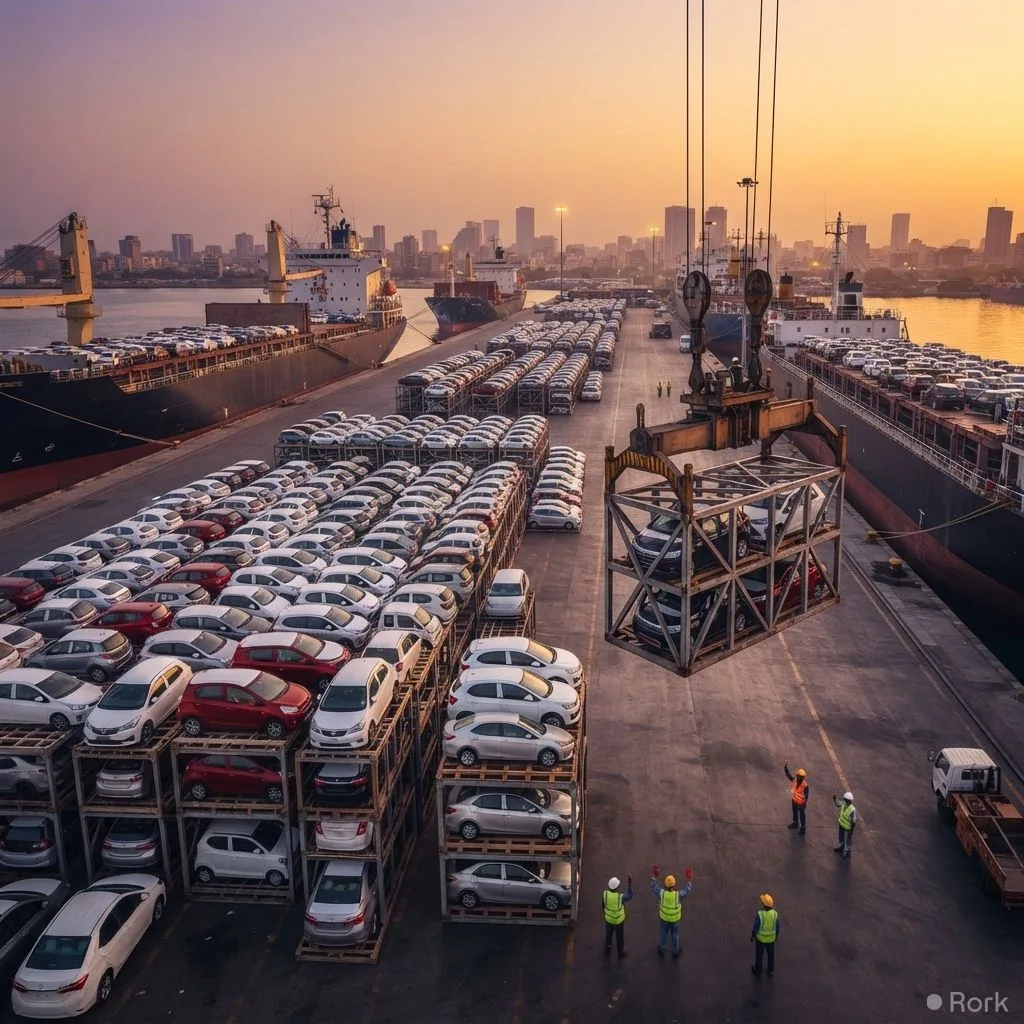 AI-generated illustration: Pakistan imported 2,276 used cars in September 2026, mainly through the Gift Scheme