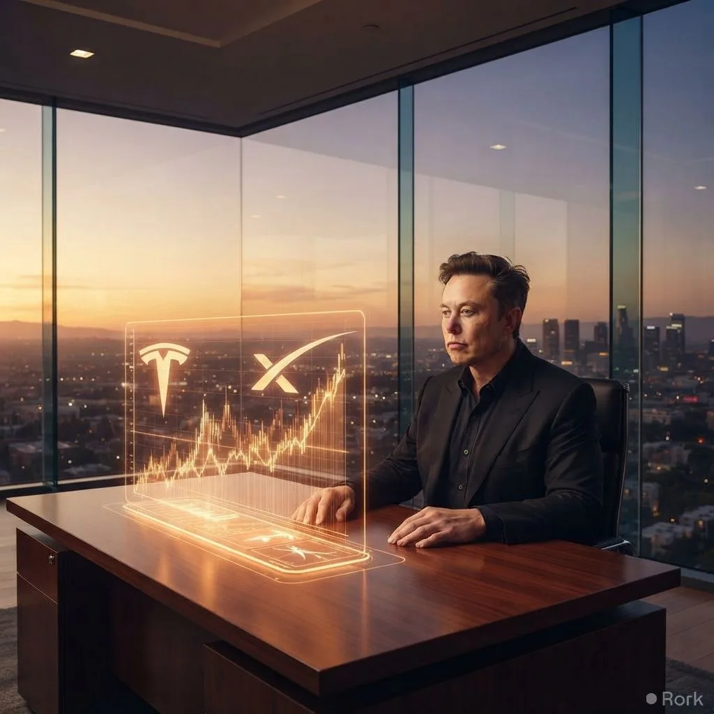 AI-generated illustration: Elon Musk’s net worth jumps $61 billion in one day as Tesla and SpaceX shares surge