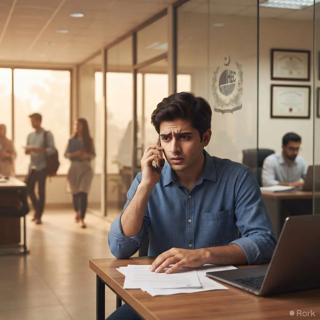 AI-generated illustration: HEC warns scammers are posing as officials to demand money for degree attestation
