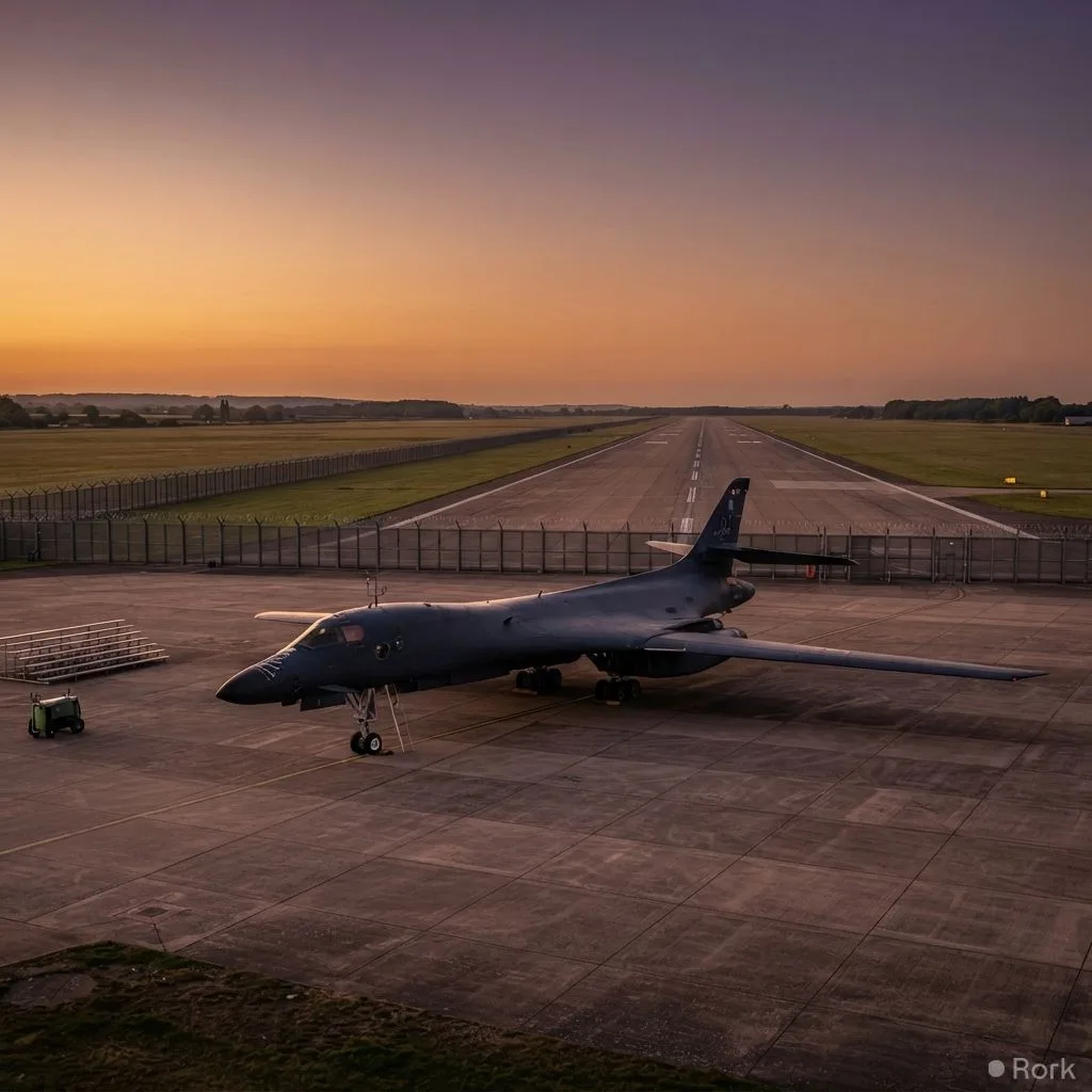 AI-generated illustration: U.S. pulls all B‑1 bombers from RAF Fairford after security incident forces evacuation of 85 homes
