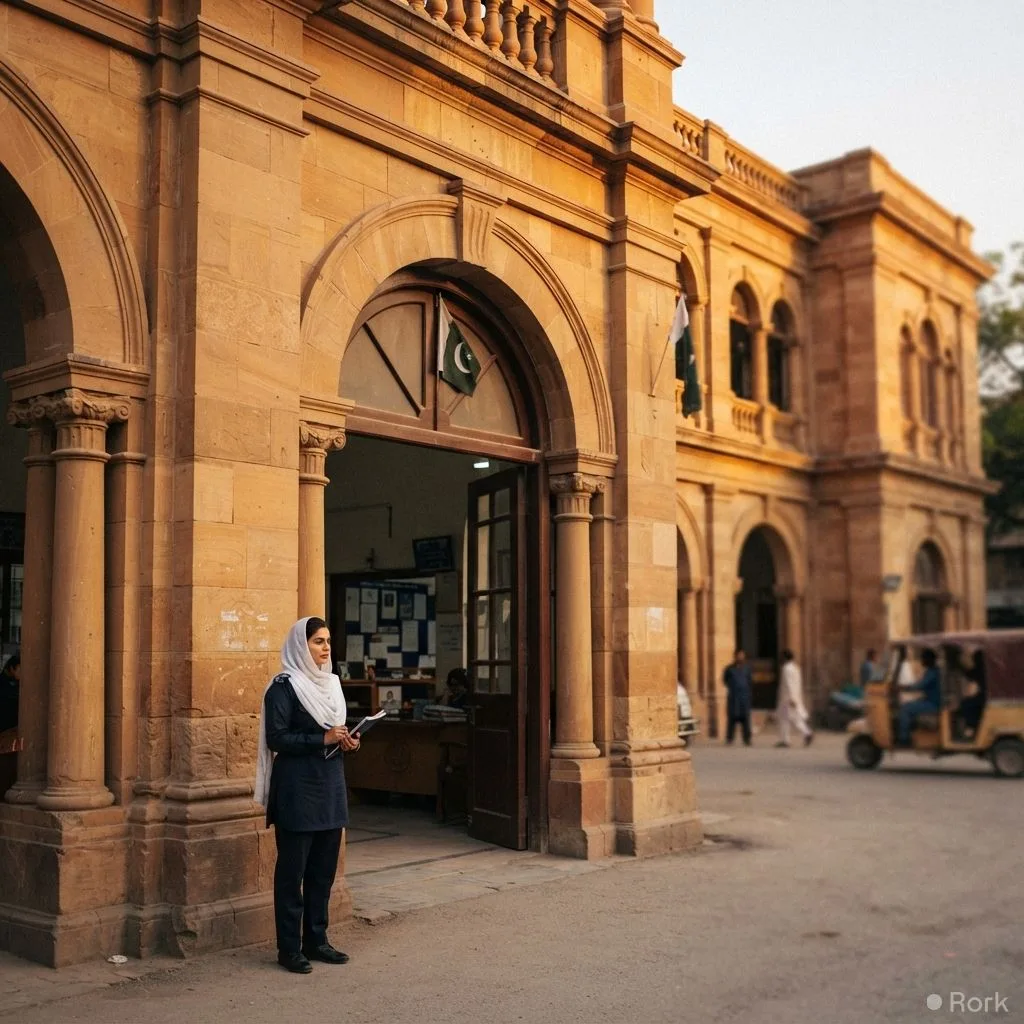 AI-generated illustration: Rawalpindi Additional Deputy Commissioner Maliha Sahar files domestic‑violence case against husband Jawad Ali