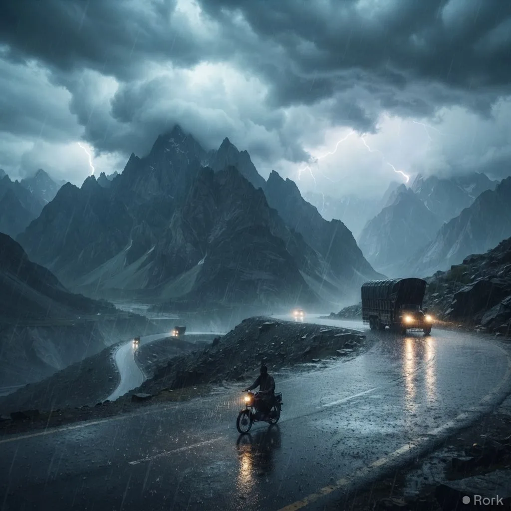 AI-generated illustration: PMD warns of scattered rain, wind and thunderstorms across northern Pakistan for two days
