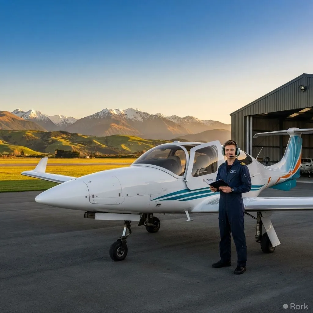 AI-generated illustration: flydubai co‑pilot trained in New Zealand from Nov 2018 to May 2019, police say