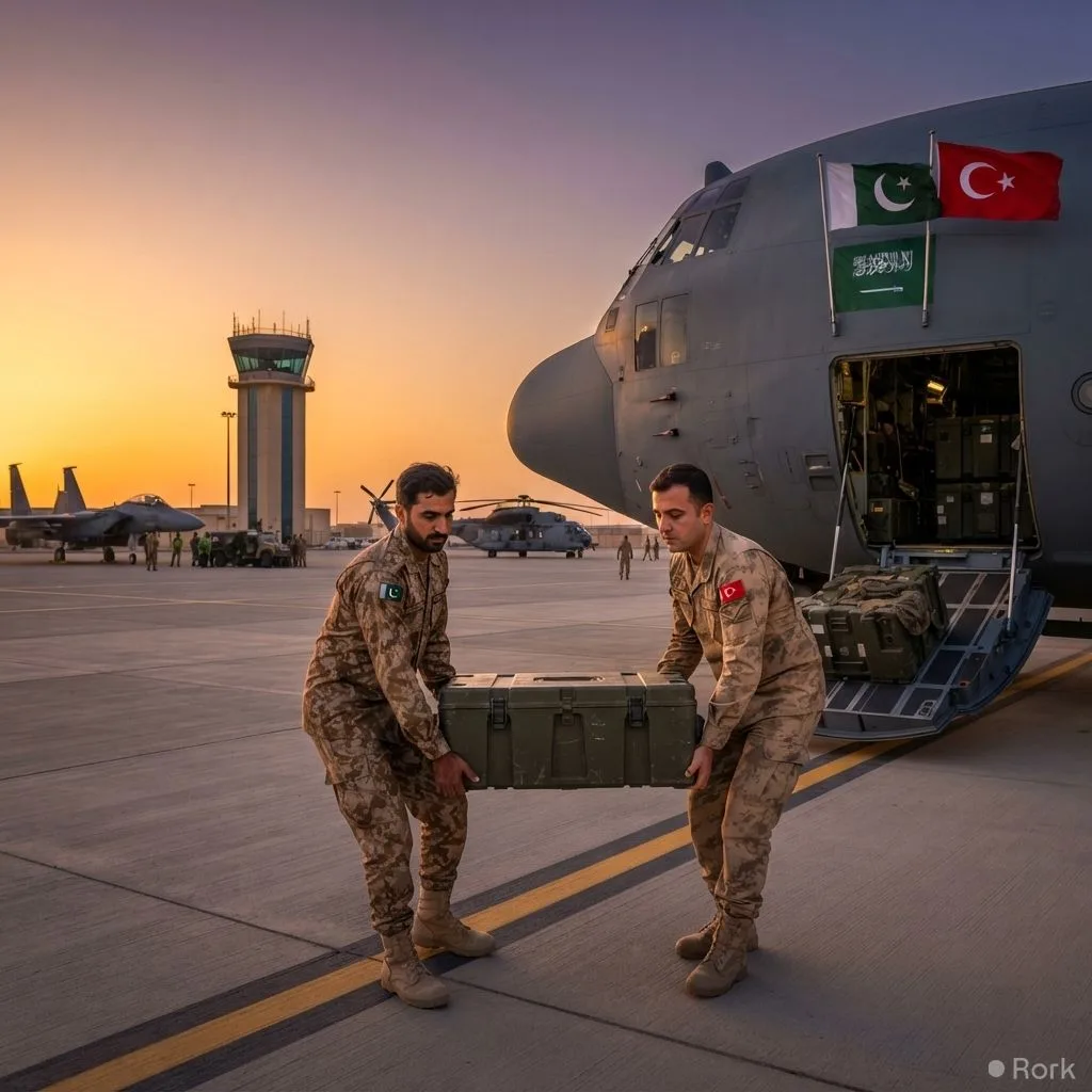AI-generated illustration: Pakistan and Türkiye commit to rapid troop deployment in Saudi Arabia under Makkah defence pact