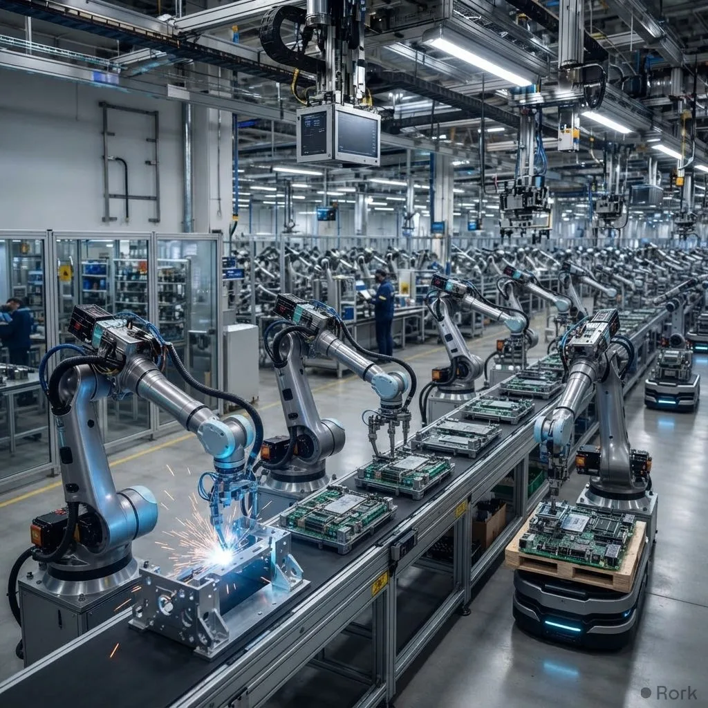 AI-generated illustration: Over 5 Million Industrial Robots Are Now Working in Factories Around the World