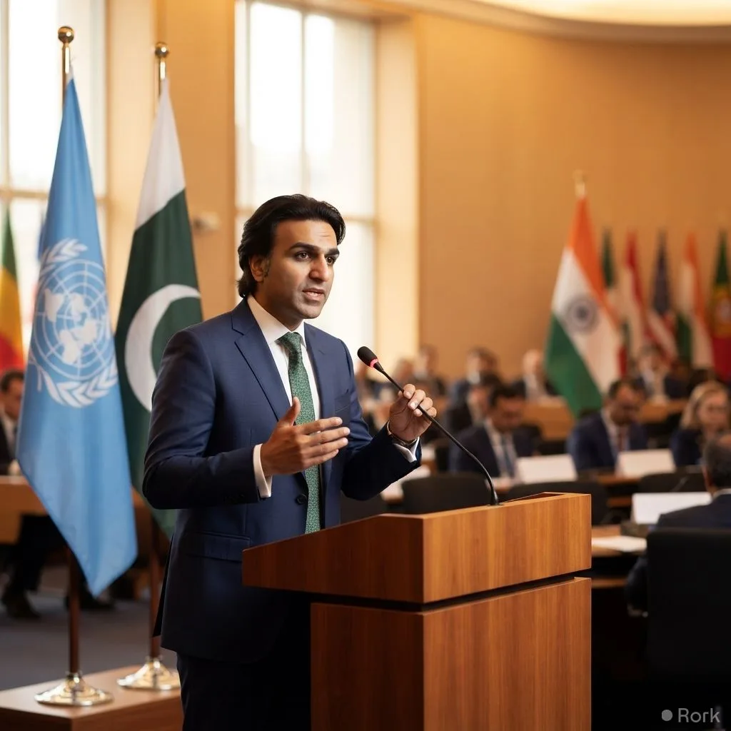 AI-generated illustration: Pakistan warns India at UN Human Rights Council that water will not be used as a tool of coercion