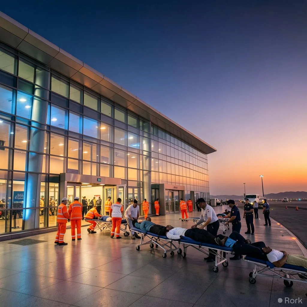 AI-generated illustration: Three killed and 36 injured in coordinated attacks on two Saudi Arabian airports