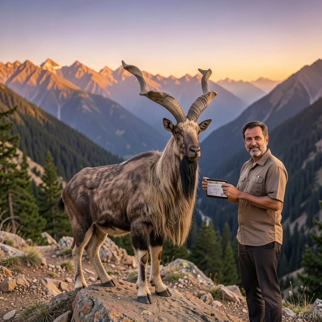 AI-generated illustration: Khyber Pakhtunkhwa Generates Record Rs 335.6 Million from Four Markhor Hunting Permits