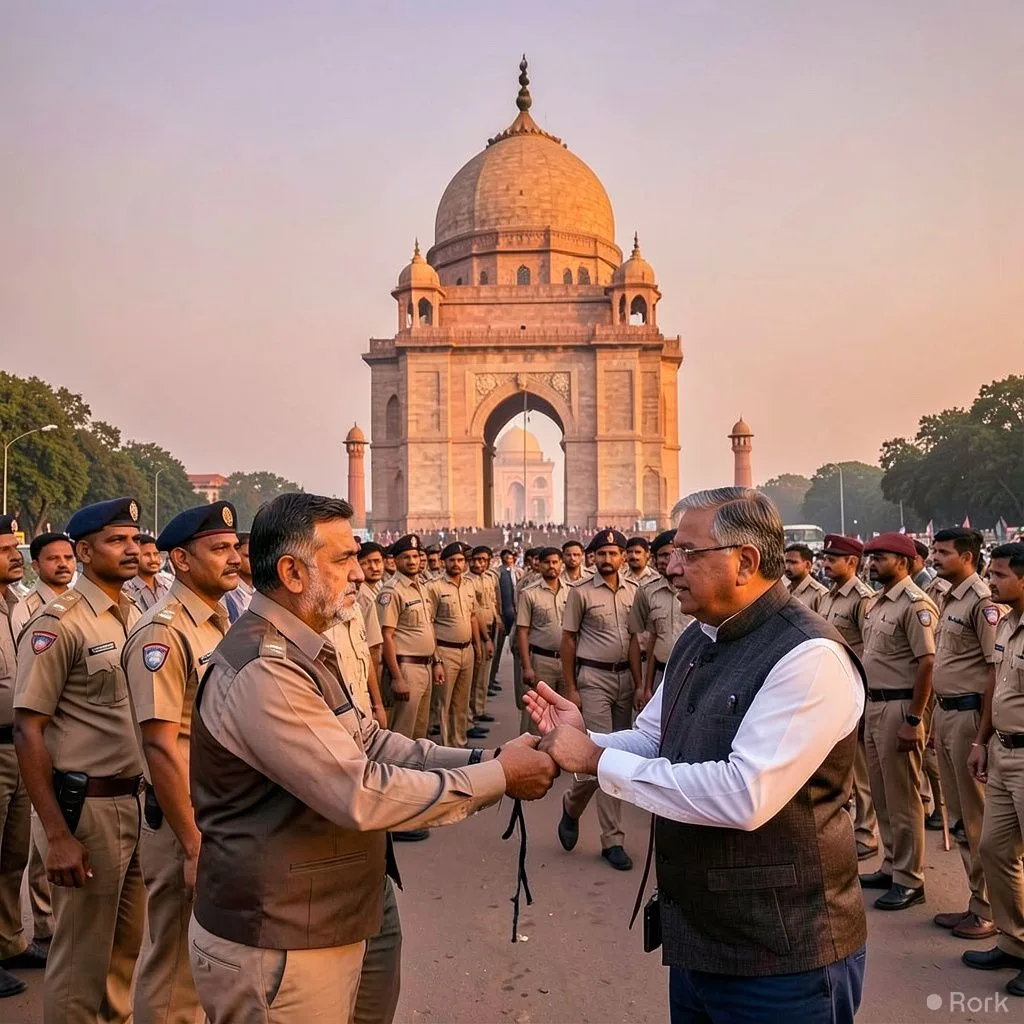 AI-generated illustration: Delhi police detain Cockroach Movement founder and impose citywide lockdown ahead of protest