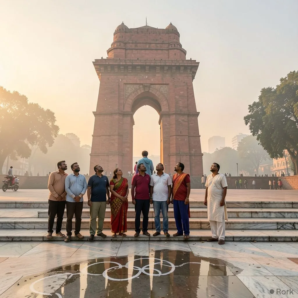 AI-generated illustration: UNDP ranks India 130th while it pursues 2036 Olympic bid amid basic‑needs concerns