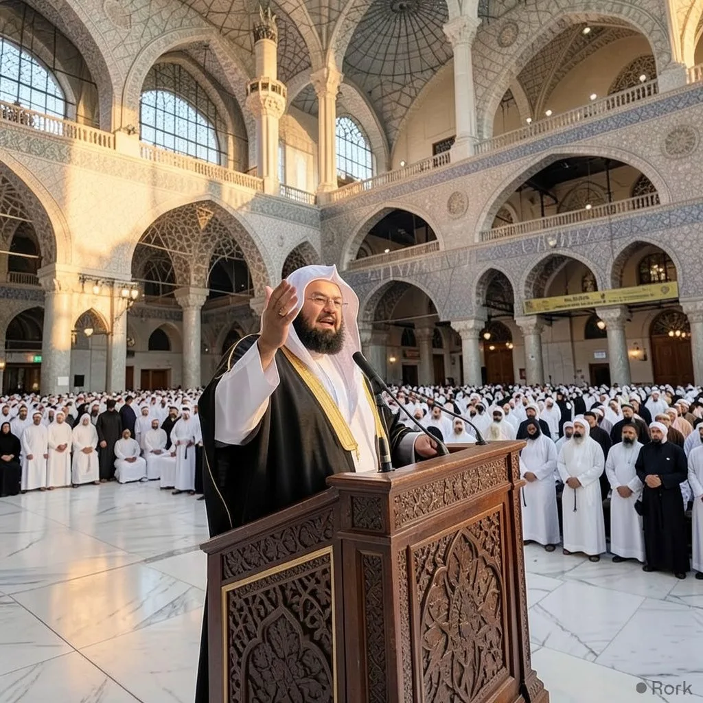 AI-generated illustration: Imam Al‑Sudais warns crossing the sanctity of Makkah and Madinah is a red line