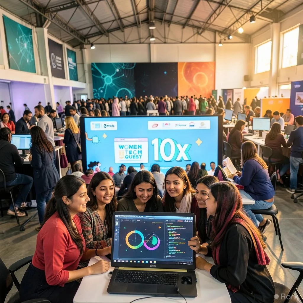 AI-generated illustration: 10Pearls' Women Tech Quest 2026 brings 1,000 women together to develop AI solutions across Islamabad, Lahore and Karachi
