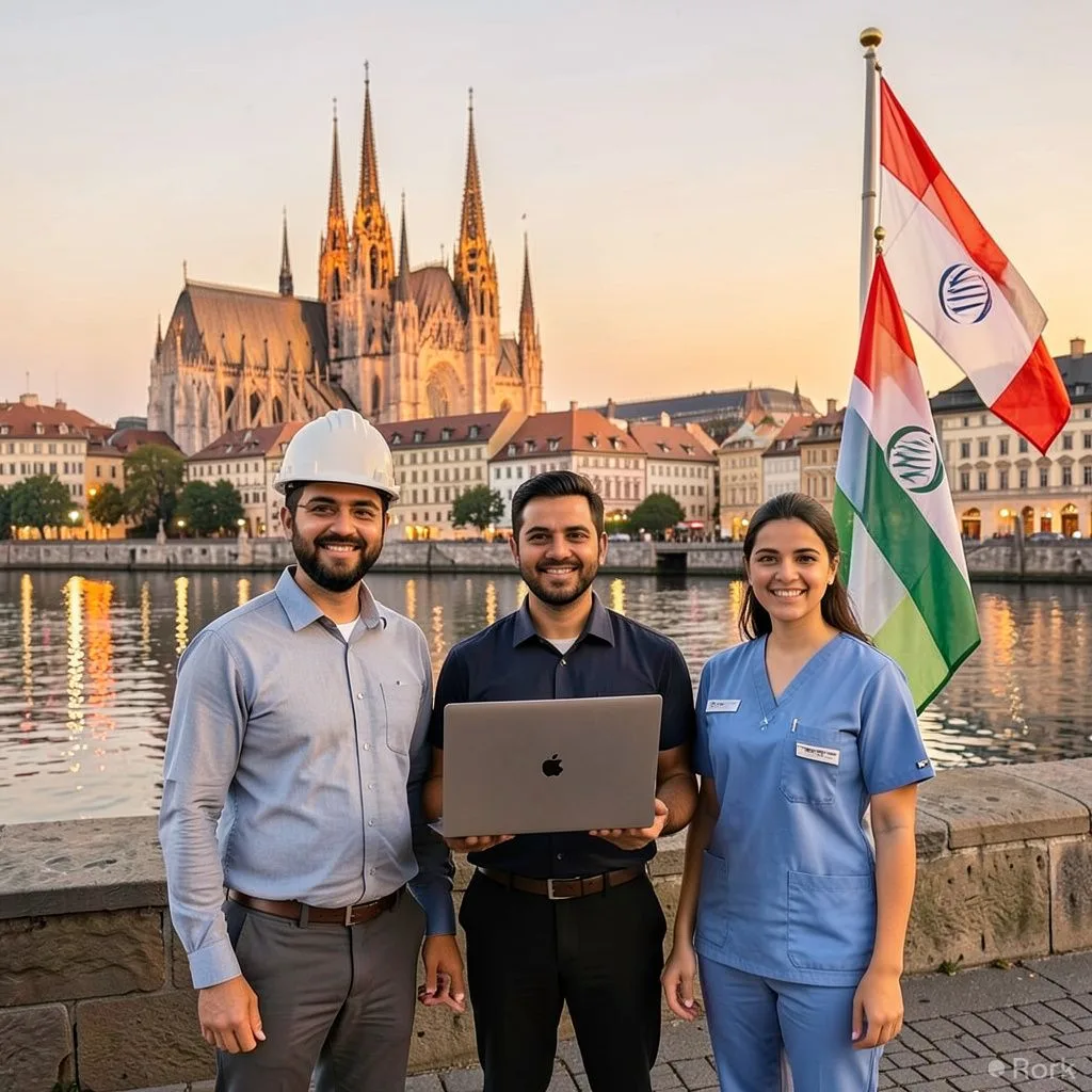 AI-generated illustration: Austria Opens Red‑White‑Red Card Pathway for Skilled Pakistani Professionals to Live and Work