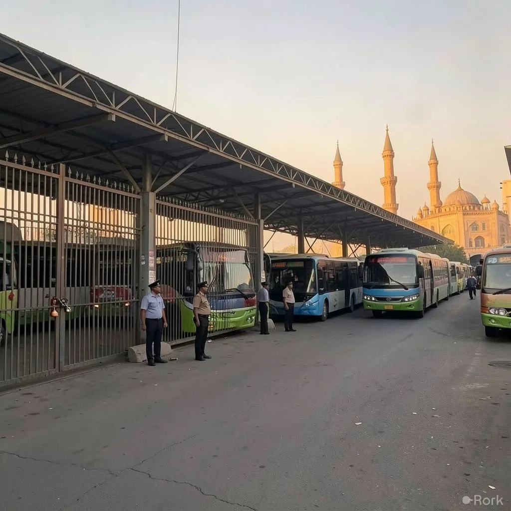 AI-generated illustration: Lahore authorities seal all intercity bus terminals, suspending services citywide on Oct 11