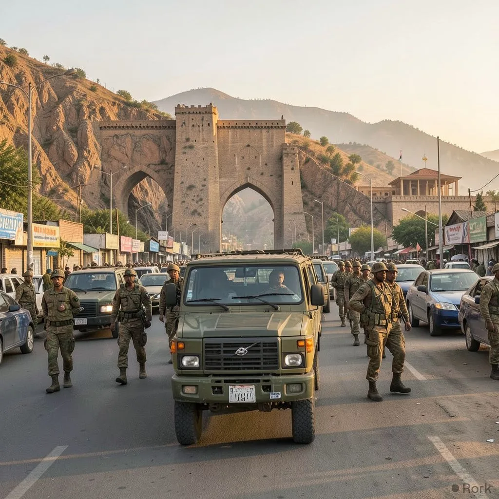 AI-generated illustration: Federal Government Deploys Army Troops to Khyber Pakhtunkhwa to Maintain Law and Order