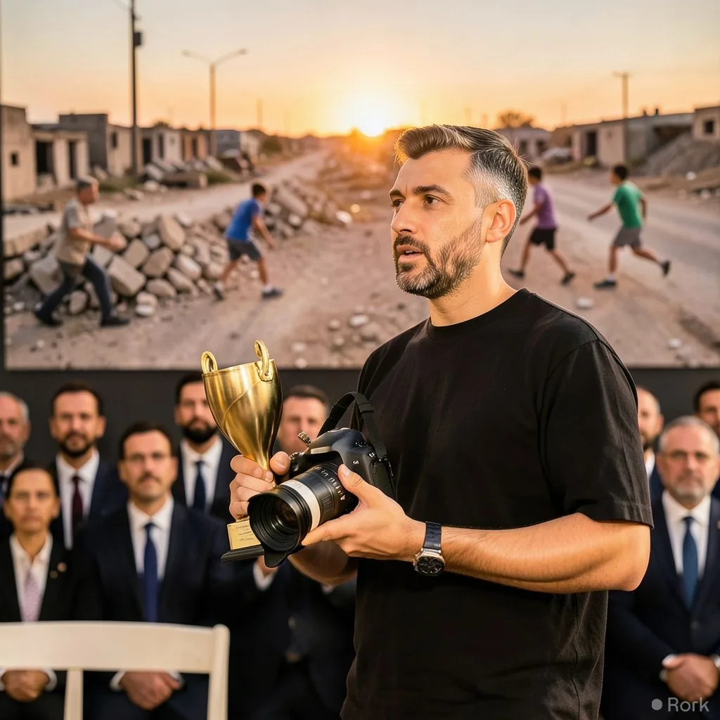 AI-generated illustration: Palestinian photographer Mahmoud Abu Hamda wins top prize and Public’s Choice at 2026 Bayeux War Correspondents Awards i