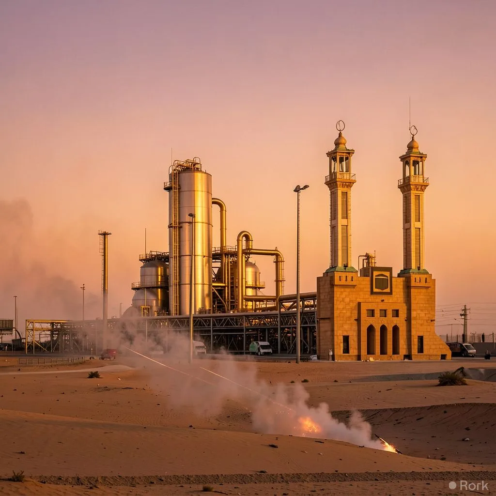 AI-generated illustration: Houthi missile strikes Saudi Aramco operations centre, damaging major facility amid escalating attacks