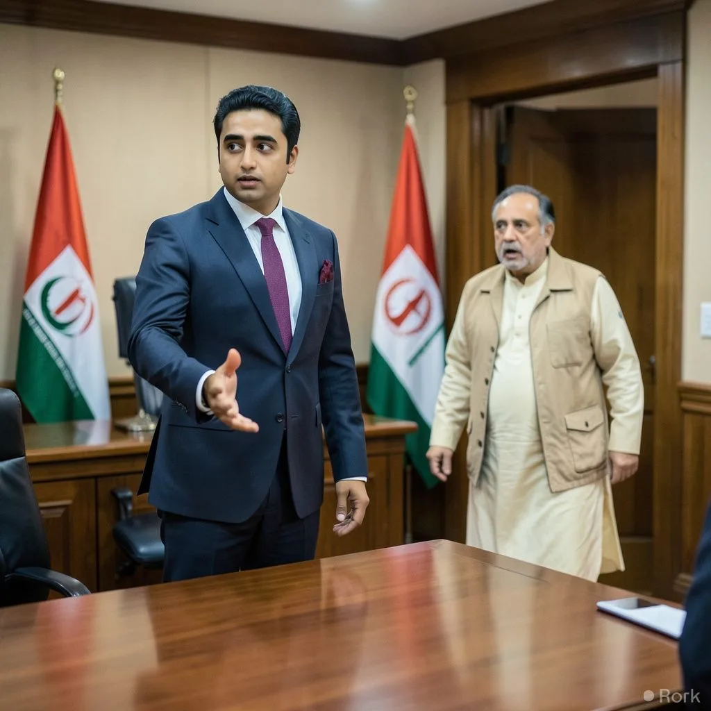 AI-generated illustration: Bilawal Bhutto orders KP Governor Faisal Karim Kundi to leave meeting after PTI‑workers remarks