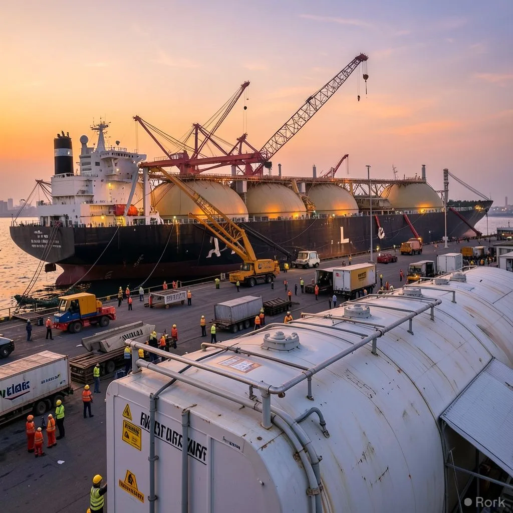 AI-generated illustration: Pakistan receives its first October LNG cargo, bolstering gas supply ahead of winter demand