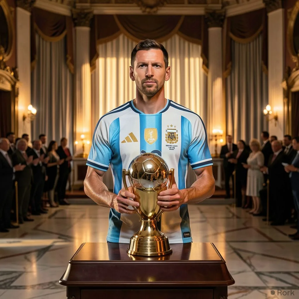 AI-generated illustration: Lionel Messi to Present 2026 Ballon d’Or Trophy at London Ceremony