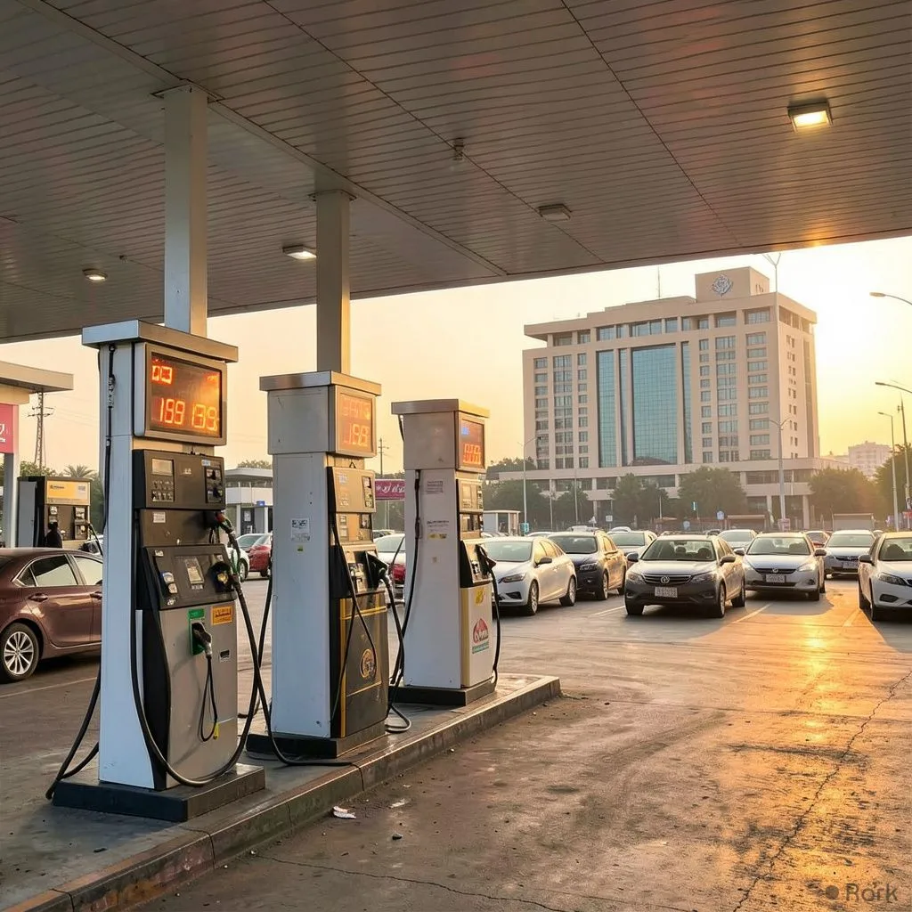 AI-generated illustration: Pakistani government cuts petrol price by Rs2.71 per litre and diesel by Rs0.03