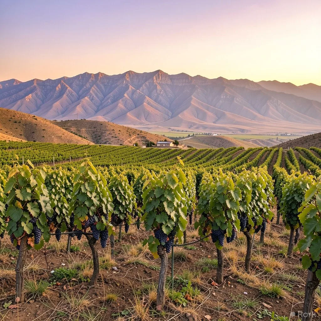 AI-generated illustration: Ningxia’s former barren mining site becomes thriving vineyards after 20 years of reclamation