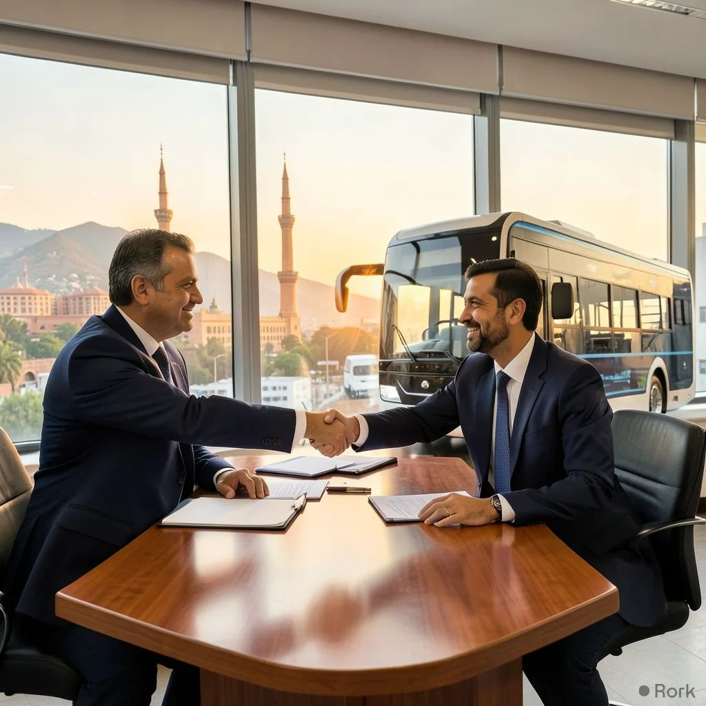 AI-generated illustration: GUGO Motors and China’s Shengtang Group Sign MoU to Produce Electric Buses in Islamabad