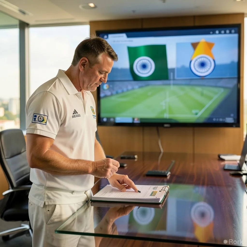 AI-generated illustration: Pakistan appoints white‑ball coach Mike Hesson to oversee upcoming Sri Lanka Test series